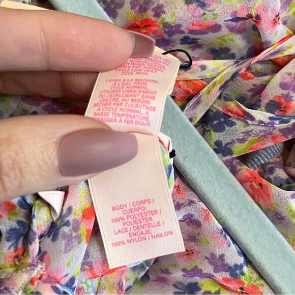 Victoria's Secret Purple Pink Floral Sheer Lingerie Playsuit Romper S - Picture 9 of 9